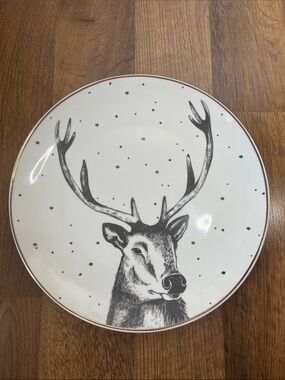 Harvest Green Studio Porcelain Plate Stag Gold Rimmed